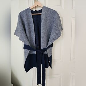 Eileen fisher gray merino wool poncho